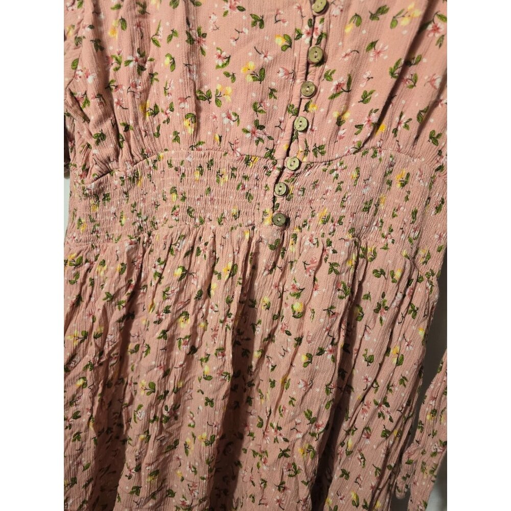 Siren Lily Womens Pink Floral Cottagecore Vneck Ruffles Maxi Dress Plus 3X Boho - Picture 3 of 4
